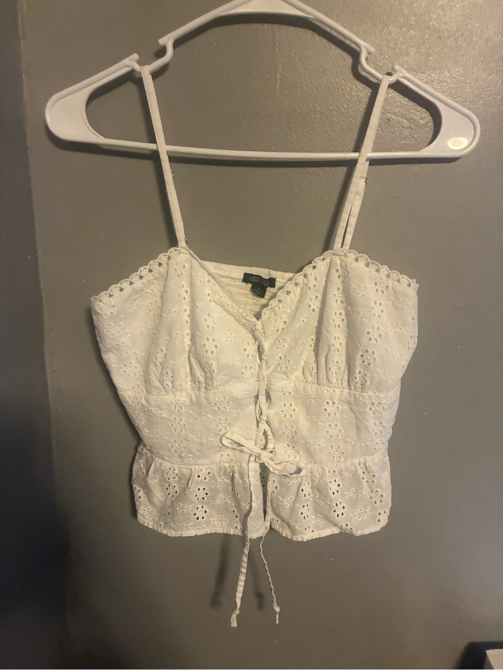 wild fable White Eyelet Lace-Up Crop Cami